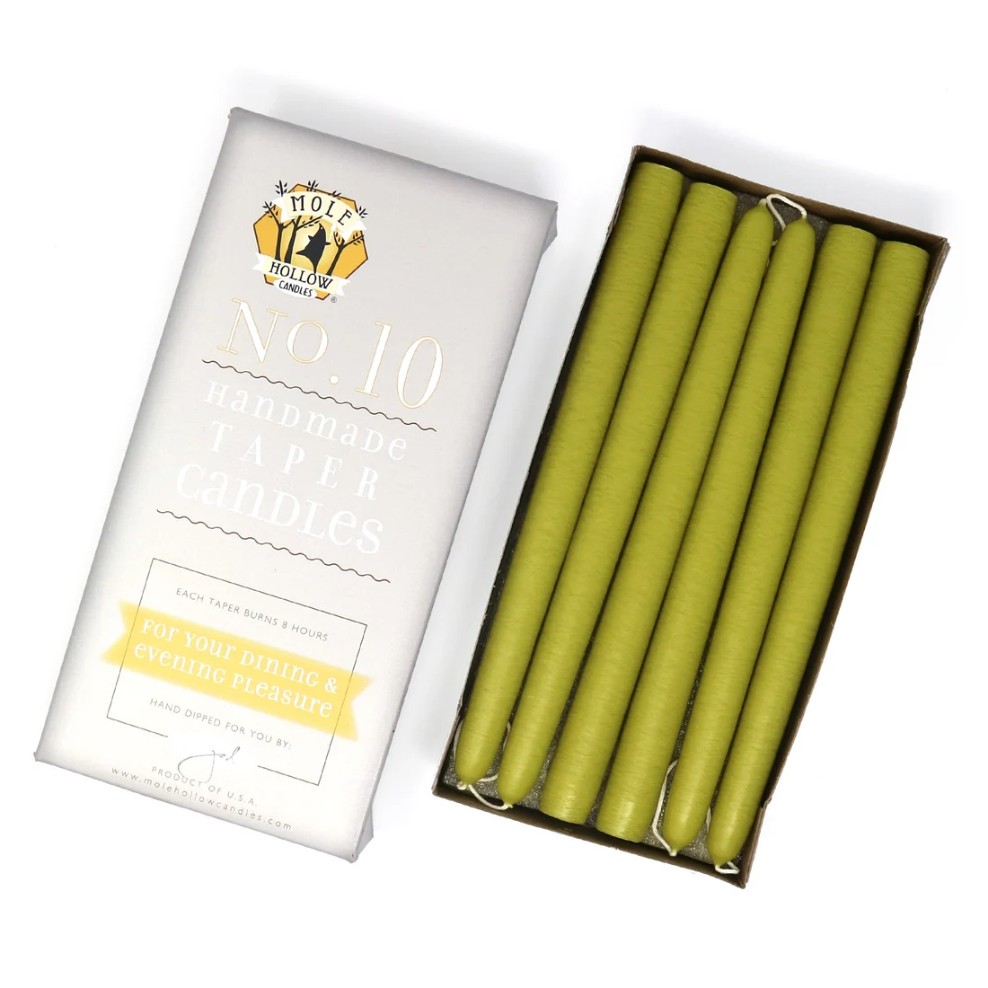 10" Taper Candles - Granny Smith Green