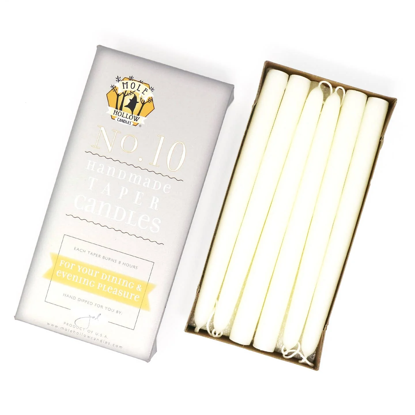 10" Taper Candles - Shell White