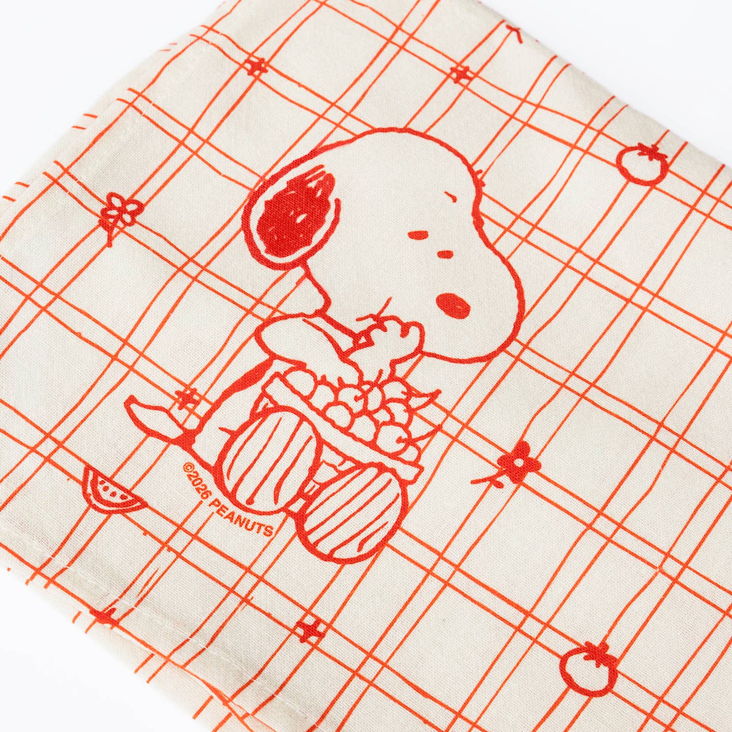 3P4 X Peanuts® Snoopy Cherry Basket Tea Towel - Red - Image 2