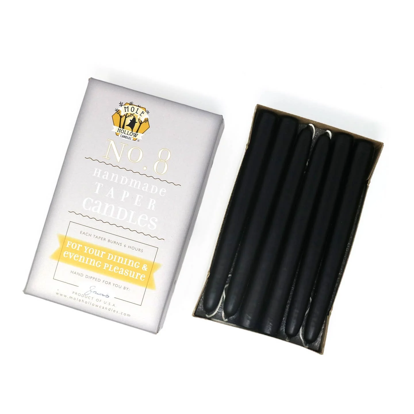 8" Taper Candles - Black - Image 2