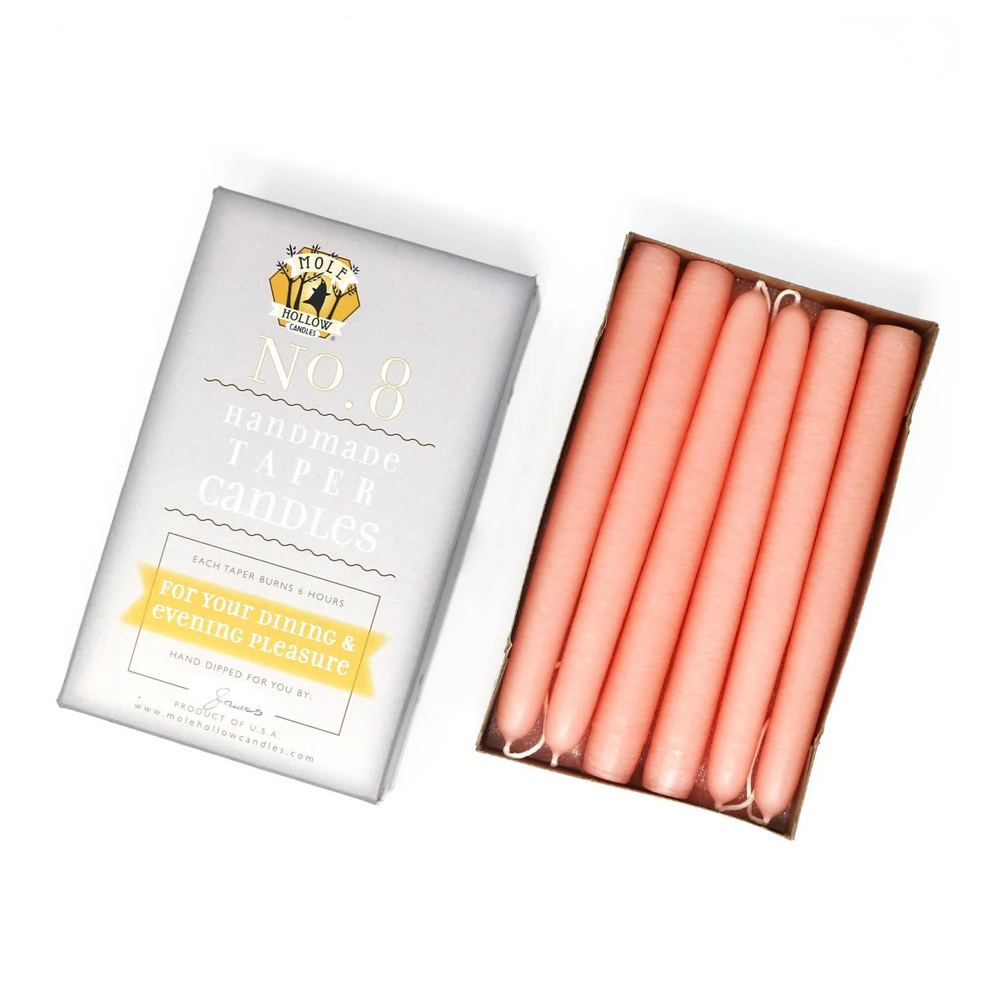 8" Taper Candles - Creamy Peach
