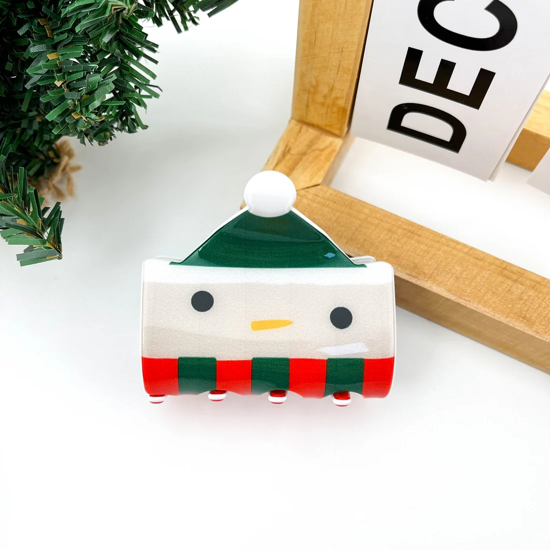 Stripe Snowman Hair Claw