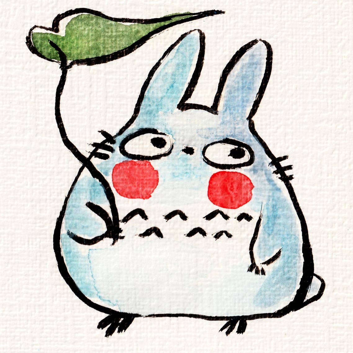 Lil Blue Totoro Mini Print - Image 2