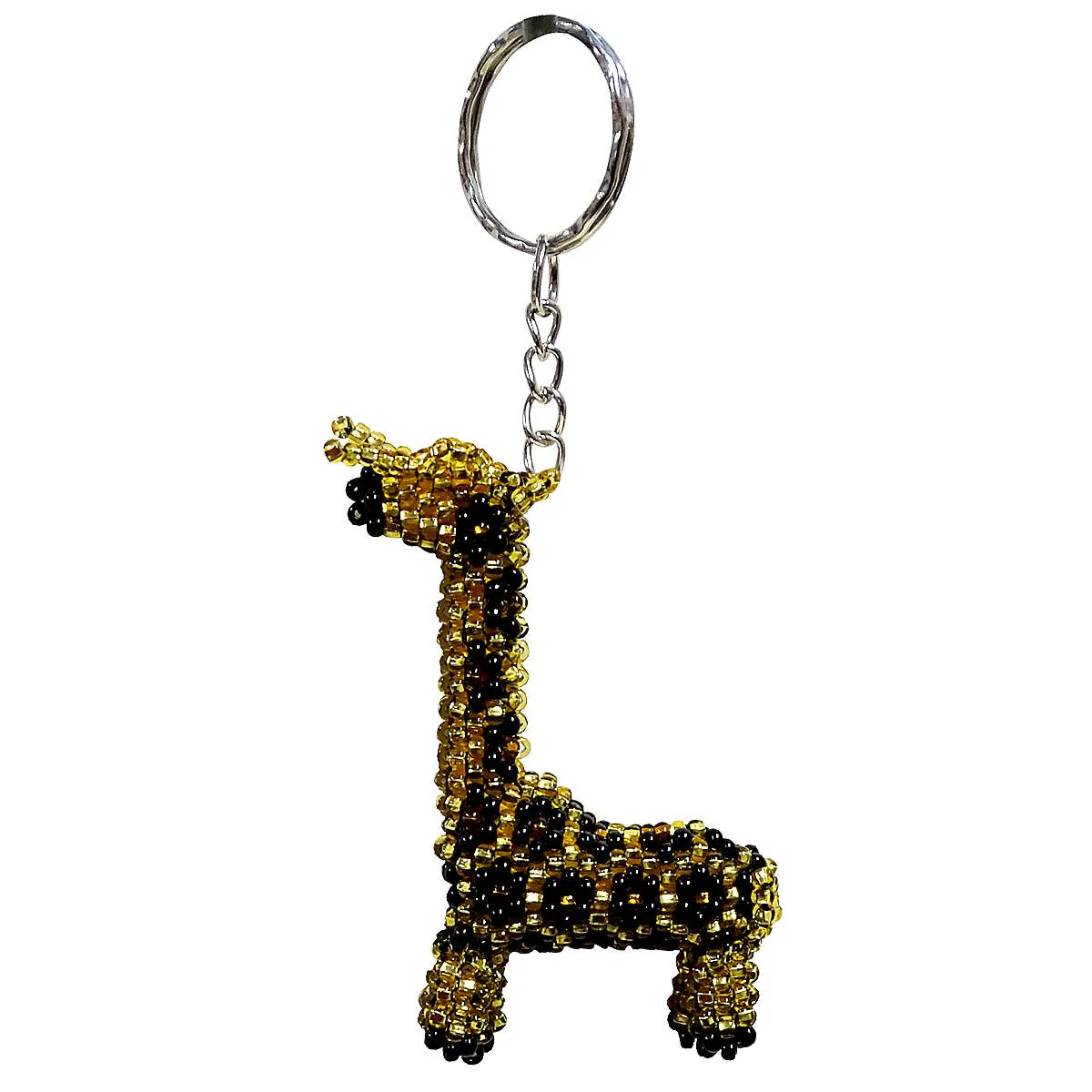 Beaded Giraffe Seed Bead Figurine Keychain - Image 2