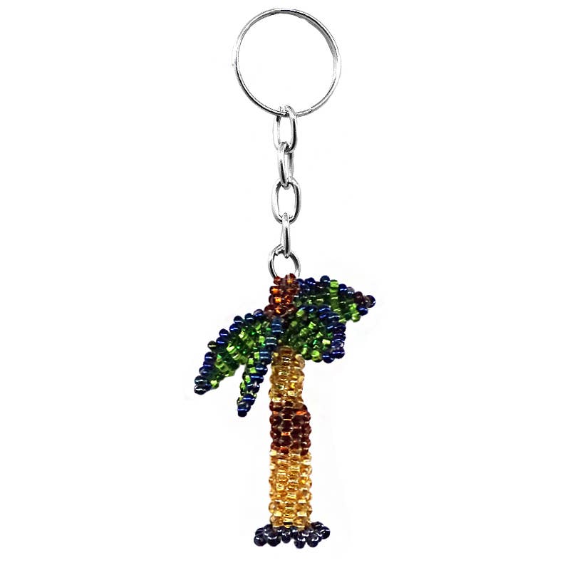 Beaded Palm Tree Keychain