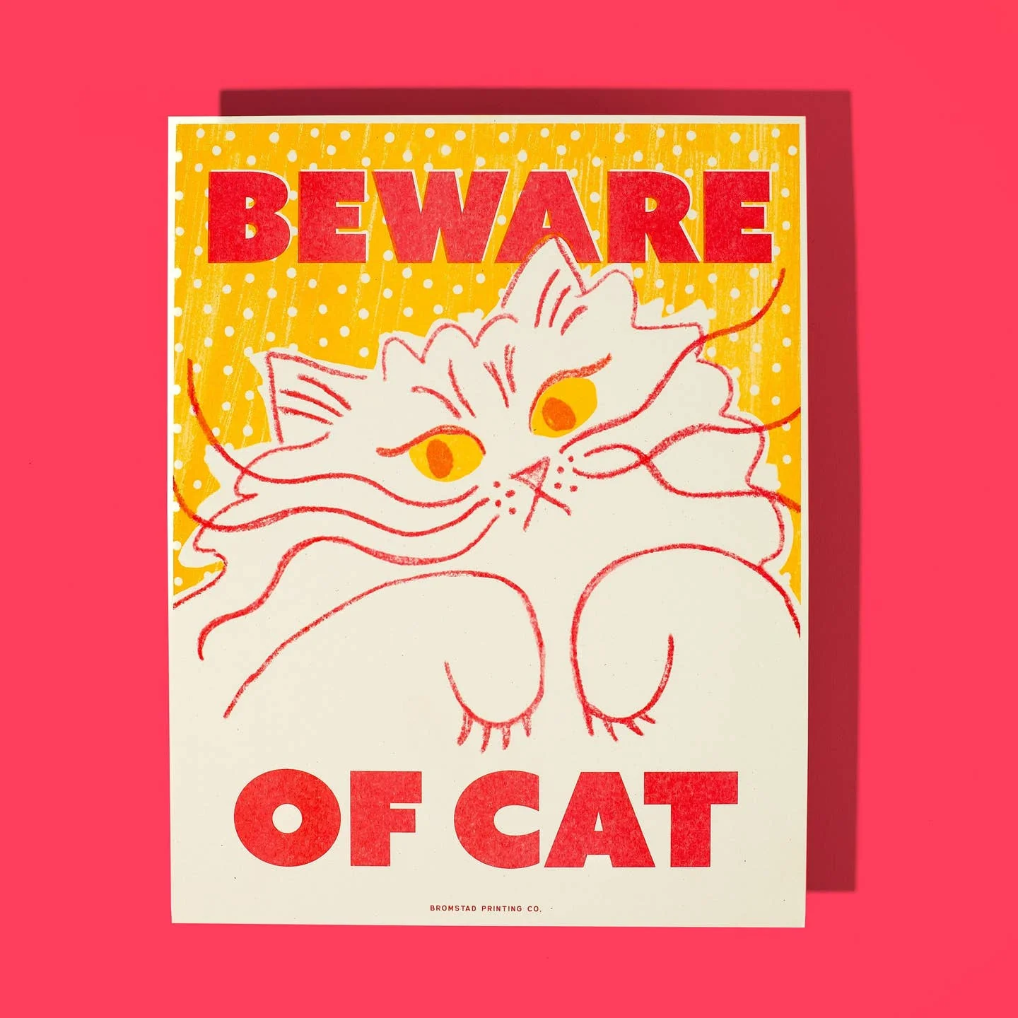Beware of Cat Risograph Print