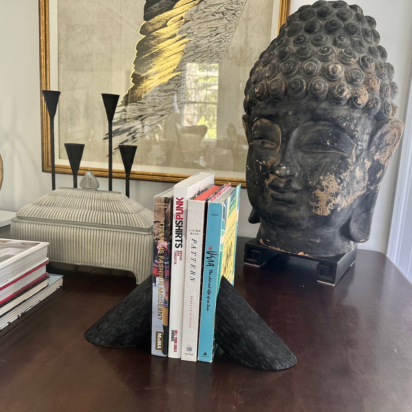 Black Polished Marble Bookends - Set of 2 - Image 3