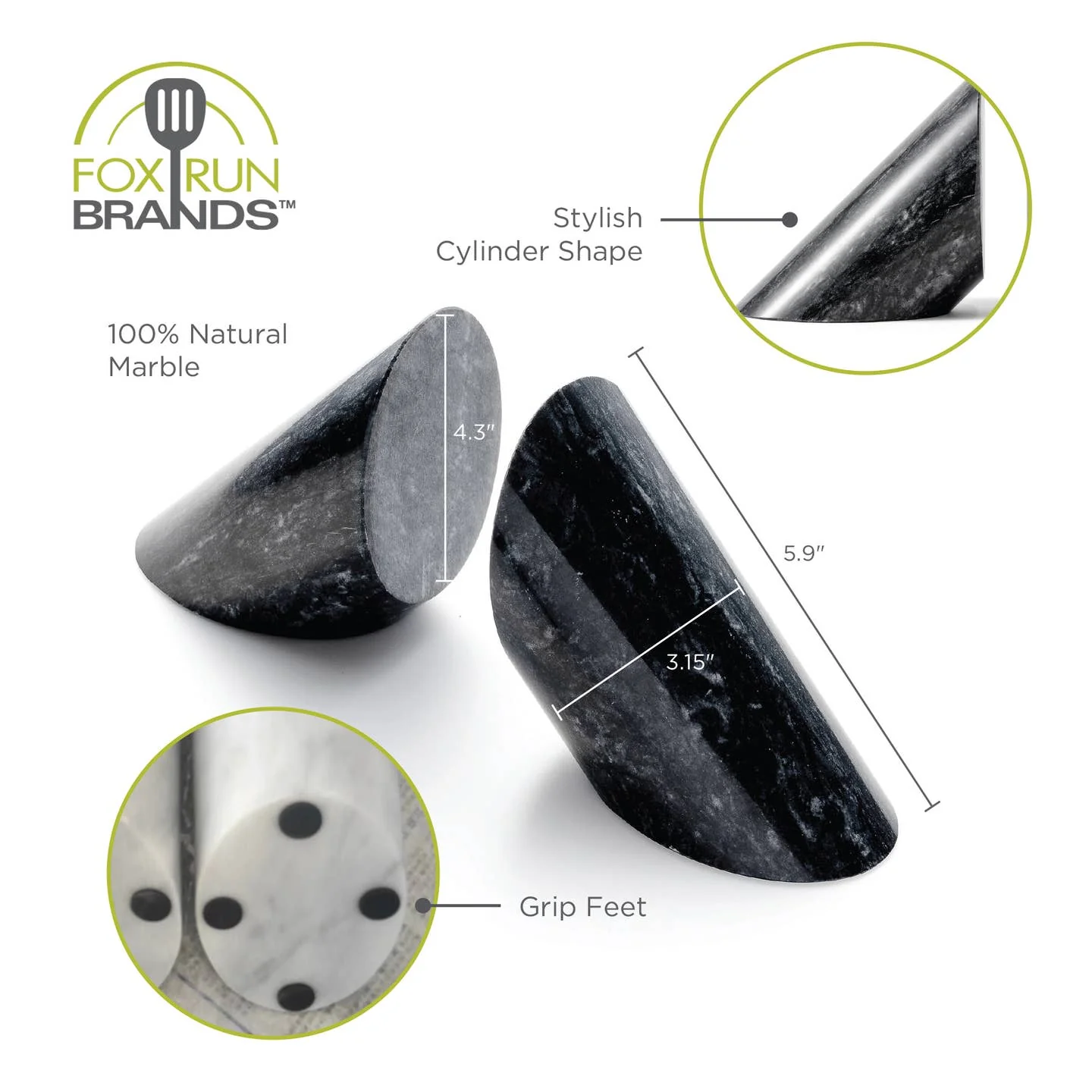 Black Polished Marble Bookends - Set of 2 - Image 4