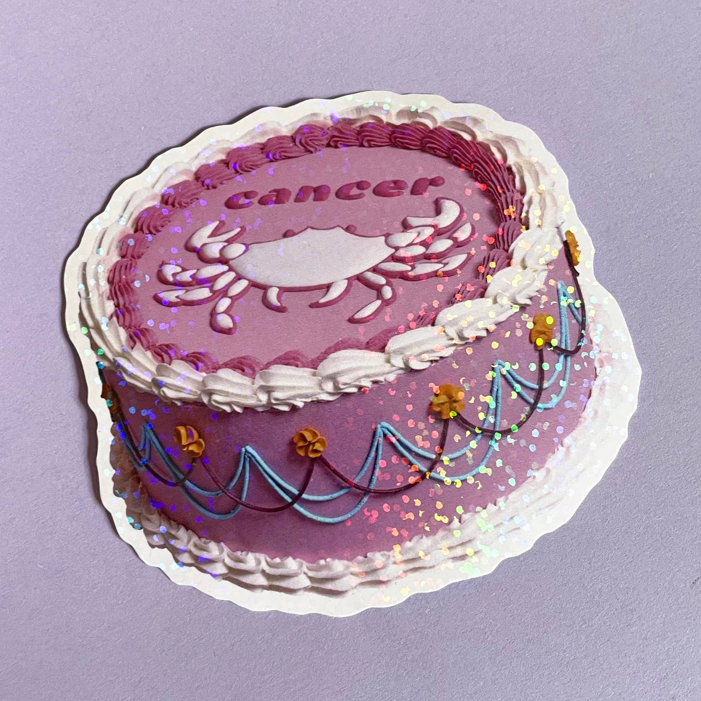 Cancer Glitter Horoscope Cake Sticker