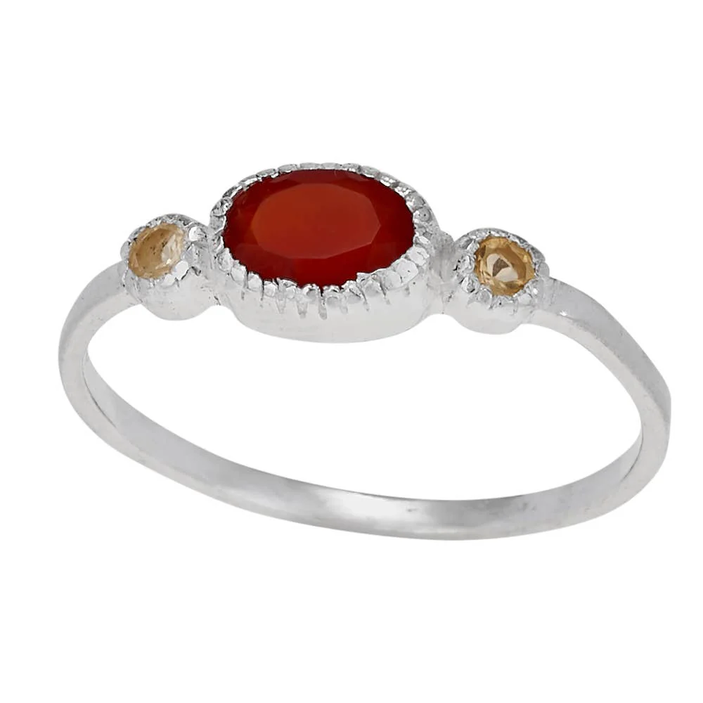 Carnelian with A Side of Citrine Sterling Silver Ring