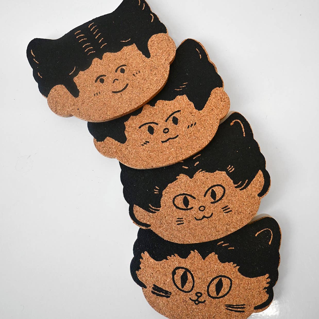 "Cat Person" Set of Four Cork Coasters - Image 2