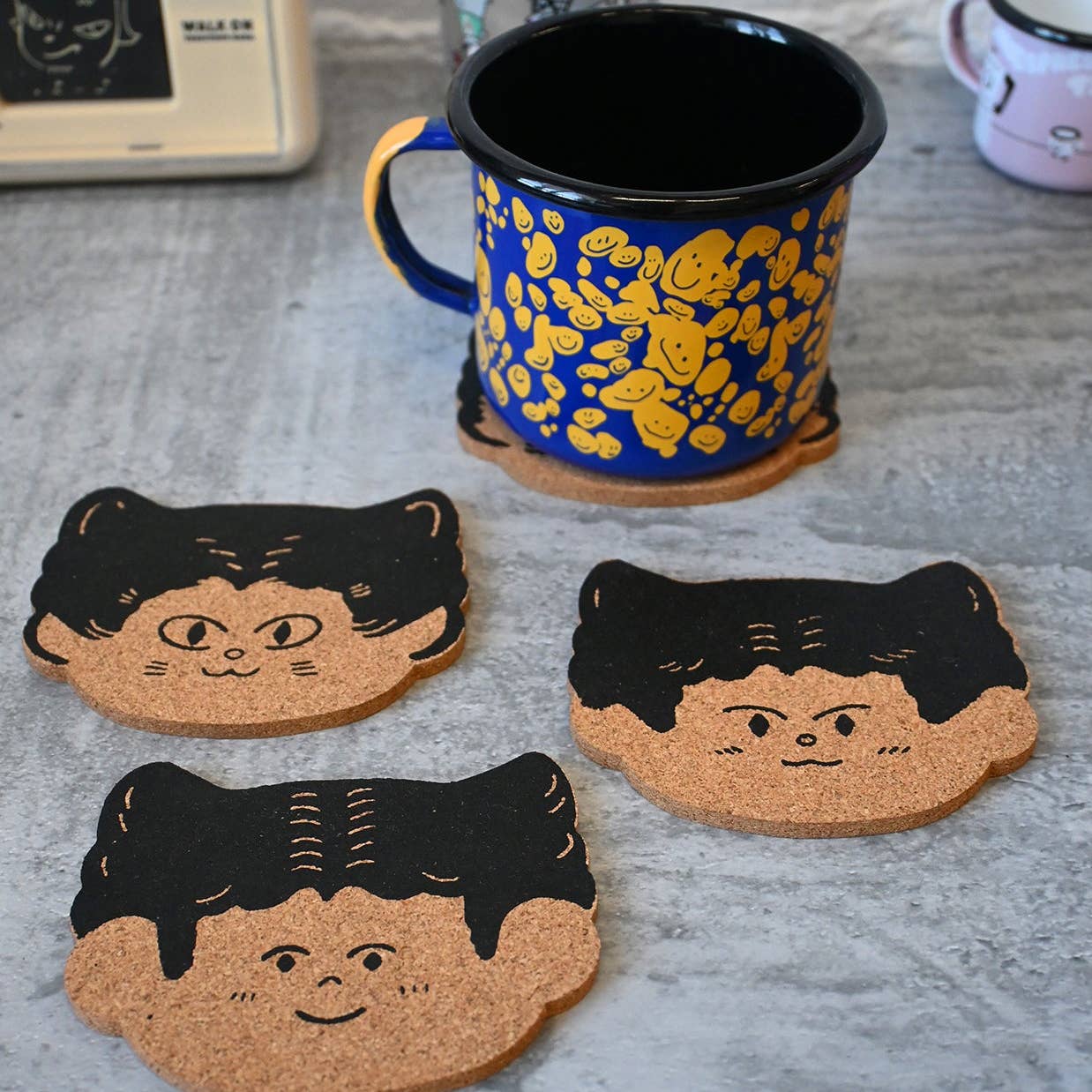 "Cat Person" Set of Four Cork Coasters - Image 3