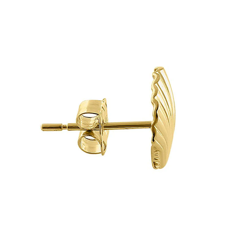 Clam Shell Studs - 14K Yellow Gold - Image 2
