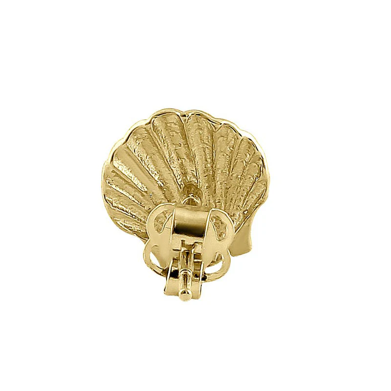 Clam Shell Studs - 14K Yellow Gold - Image 3
