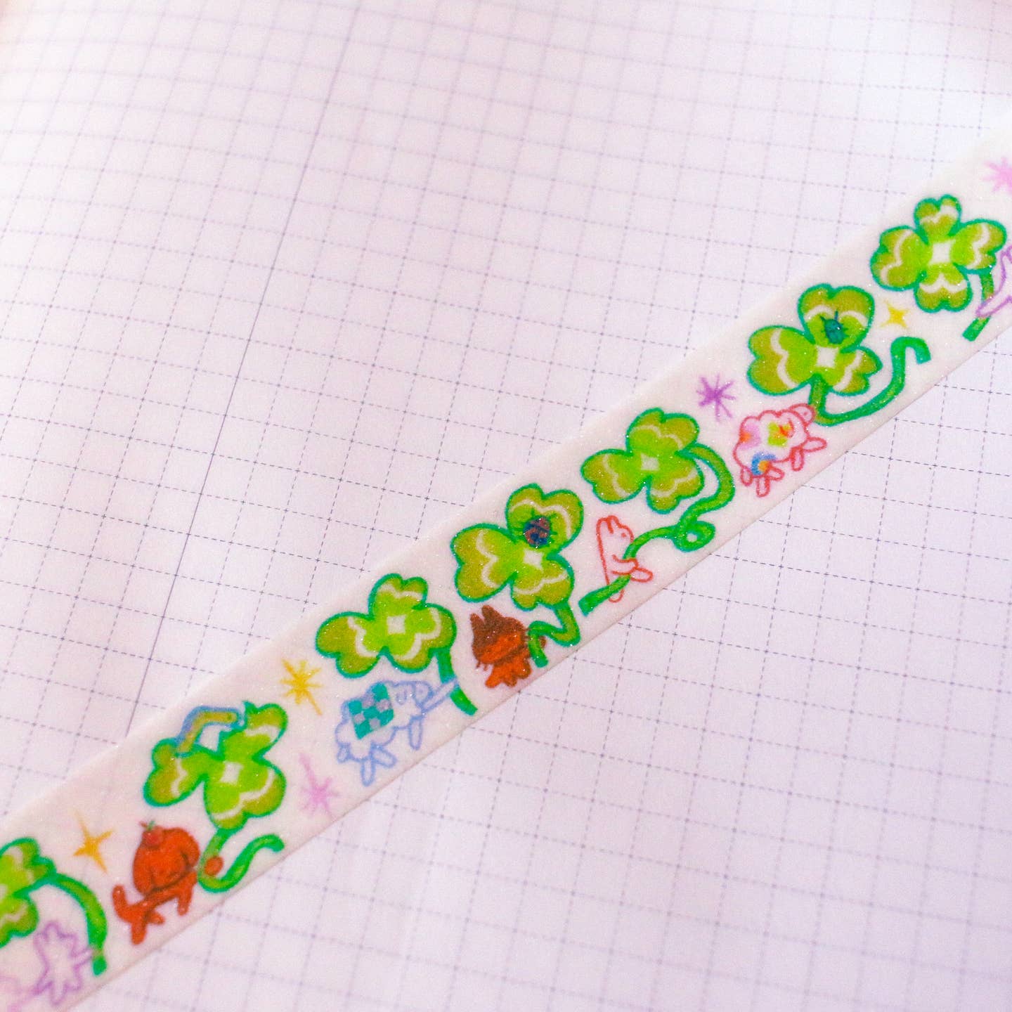 'Clover Parade' Glitter Washi Tape - Image 3