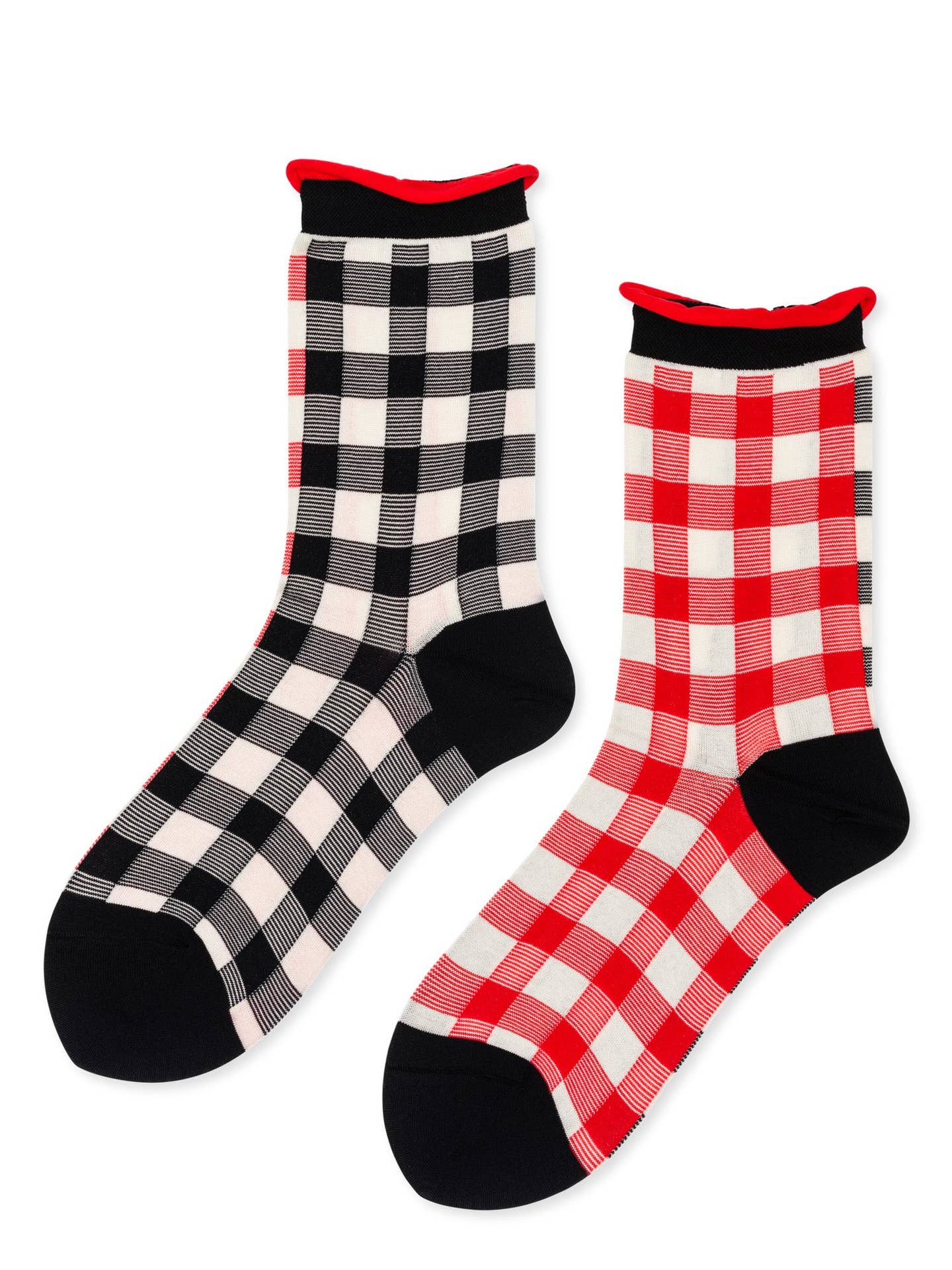 Colorblock Gingham Crew - Red