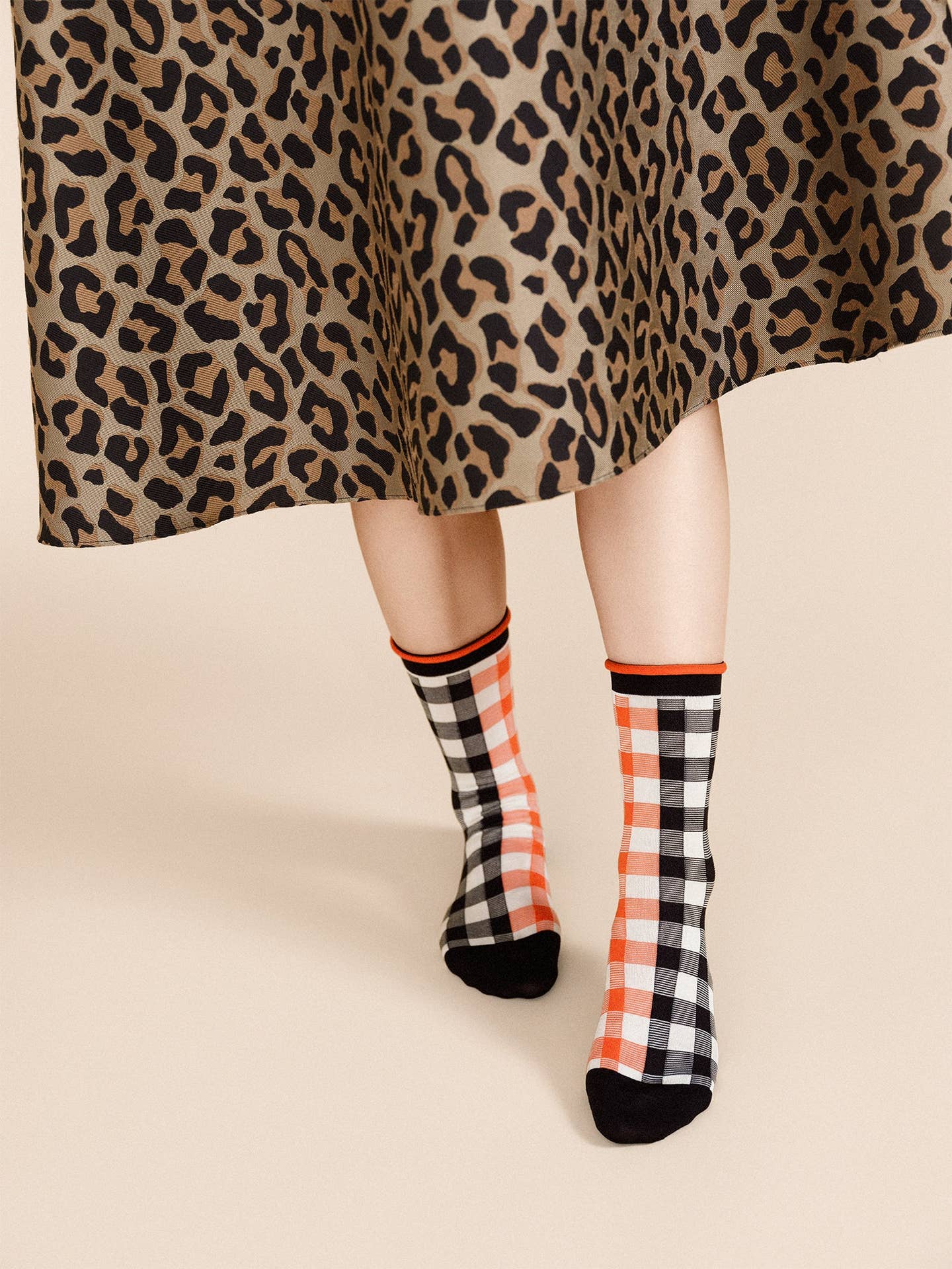 Colorblock Gingham Crew - Red - Image 3