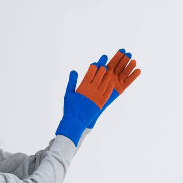 Colorblock Knit Touchscreen Gloves - Rust Lilac - Image 3