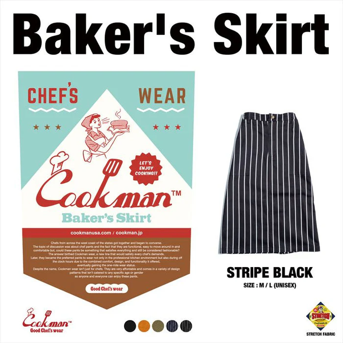 Cookman Baker's Skirt: Stripe - Black - Image 3