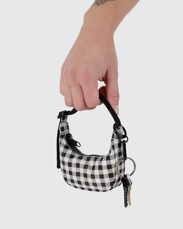 Crescent Bag Charm - Black & White Gingham - Image 2
