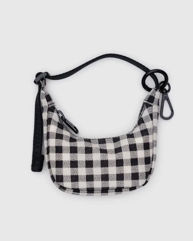 Crescent Bag Charm - Black & White Gingham - Image 3
