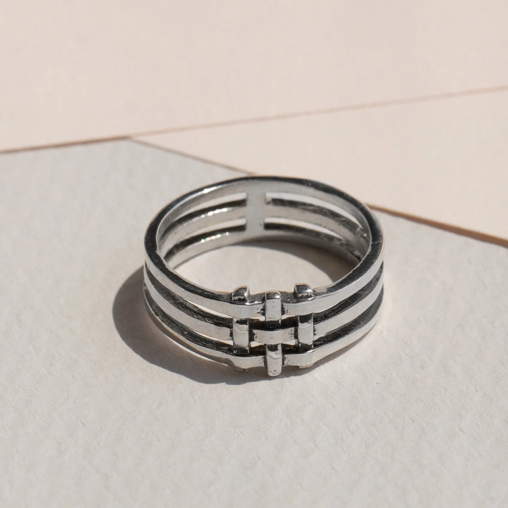 Crosshatch Ring - Sterling Silver - Image 3