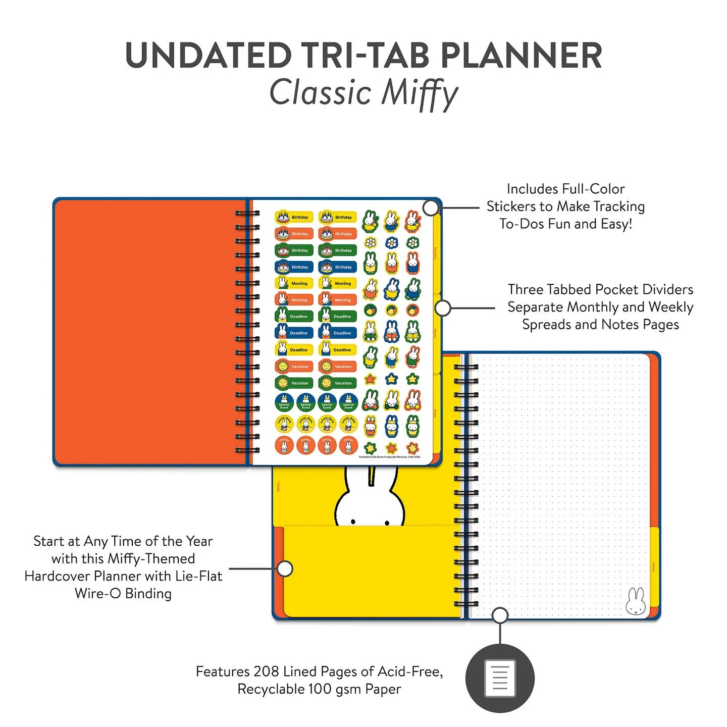 Undated Tri-Tab Planner Classic Miffy - Image 5