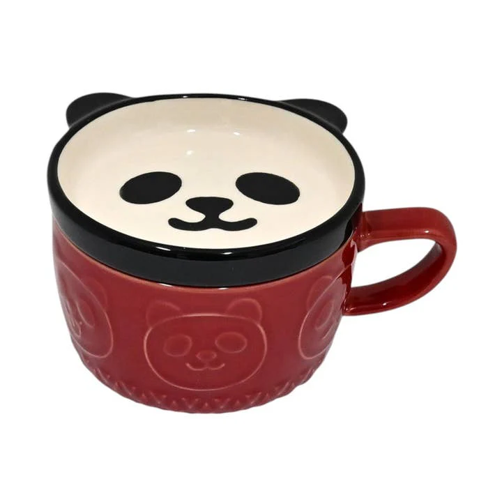 Panda Coffee Mug with Saucer Lid