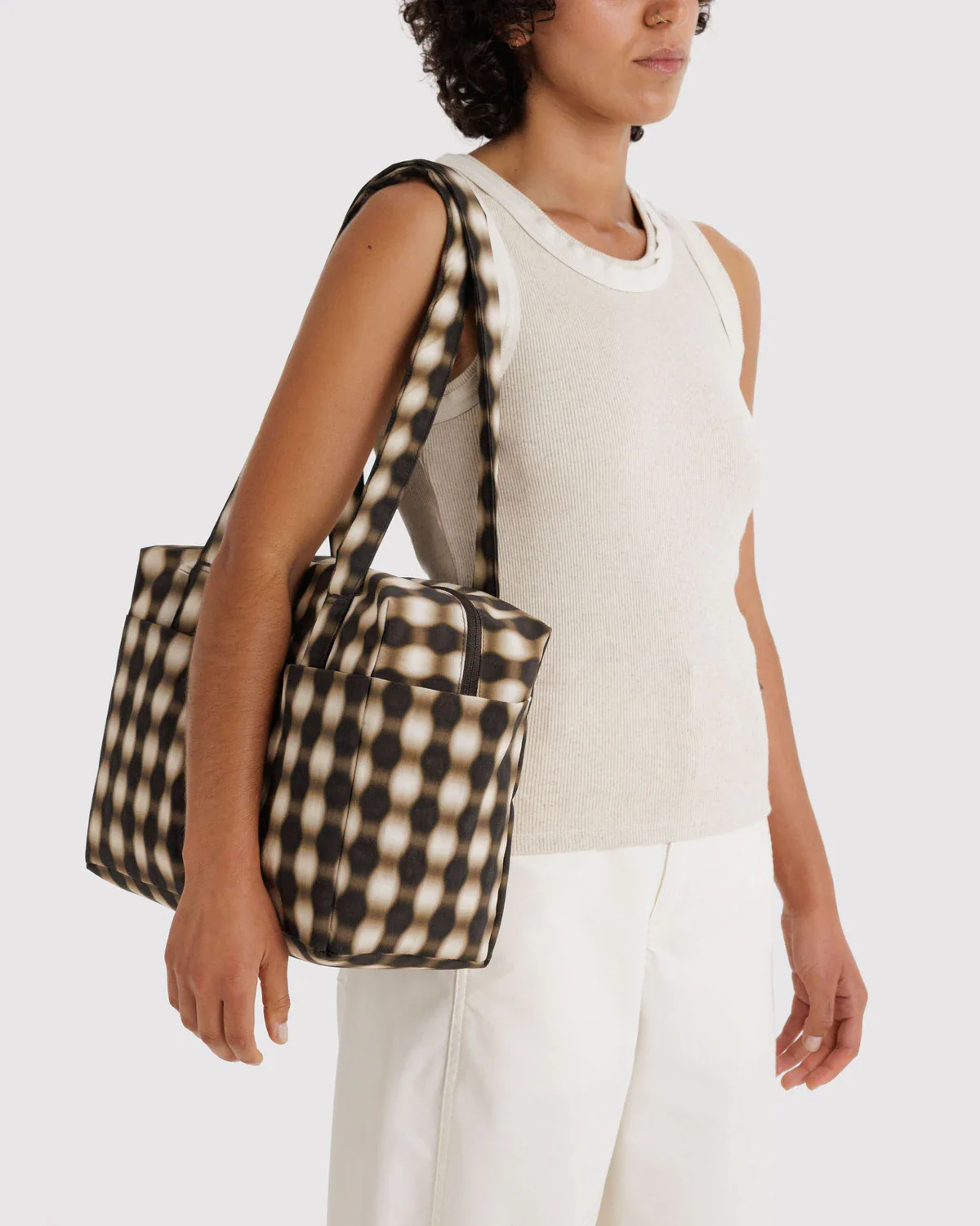 Everyday Cloud Bag - Blurred Gingham Brown - Image 2
