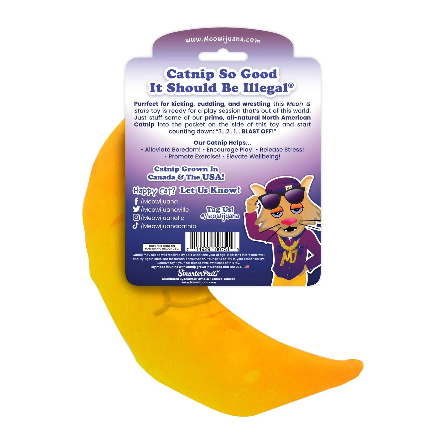 Meowijuana Get Hung Moon & Stars Cat Toy - Image 5
