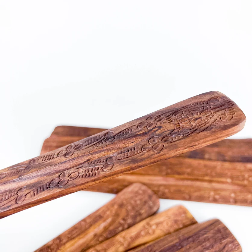 Floral Wood Incense Holder - Image 2