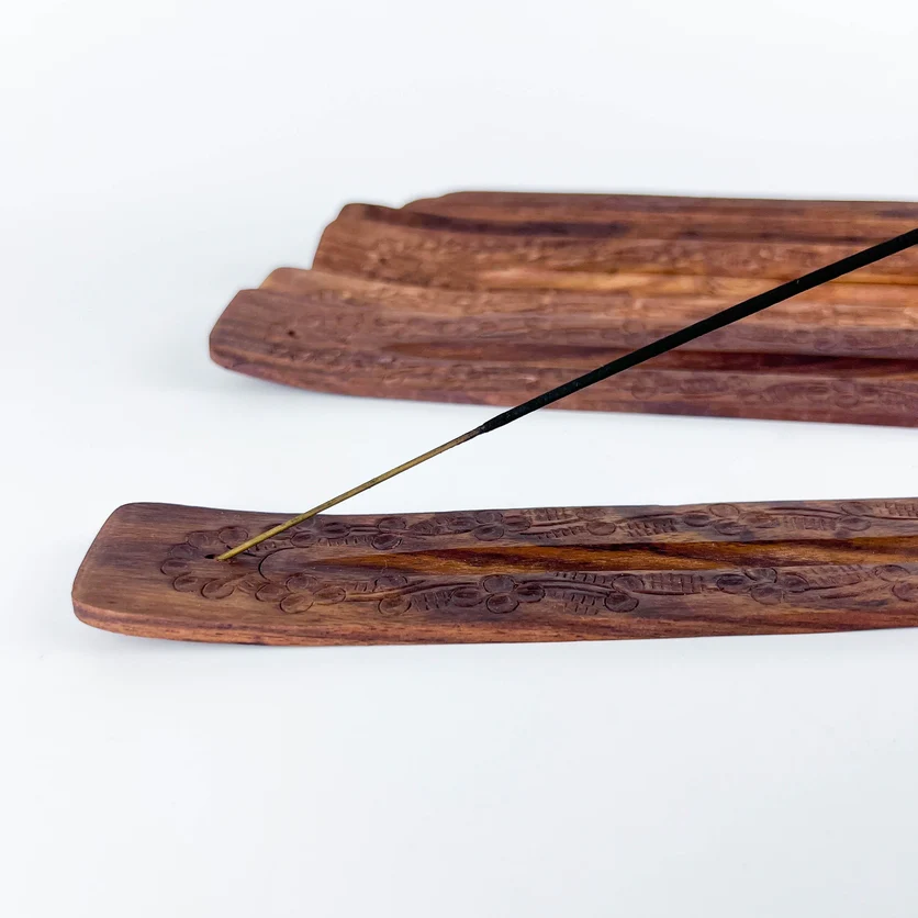 Floral Wood Incense Holder - Image 3