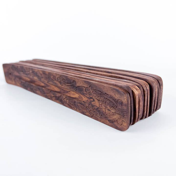 Floral Wood Incense Holder - Image 4