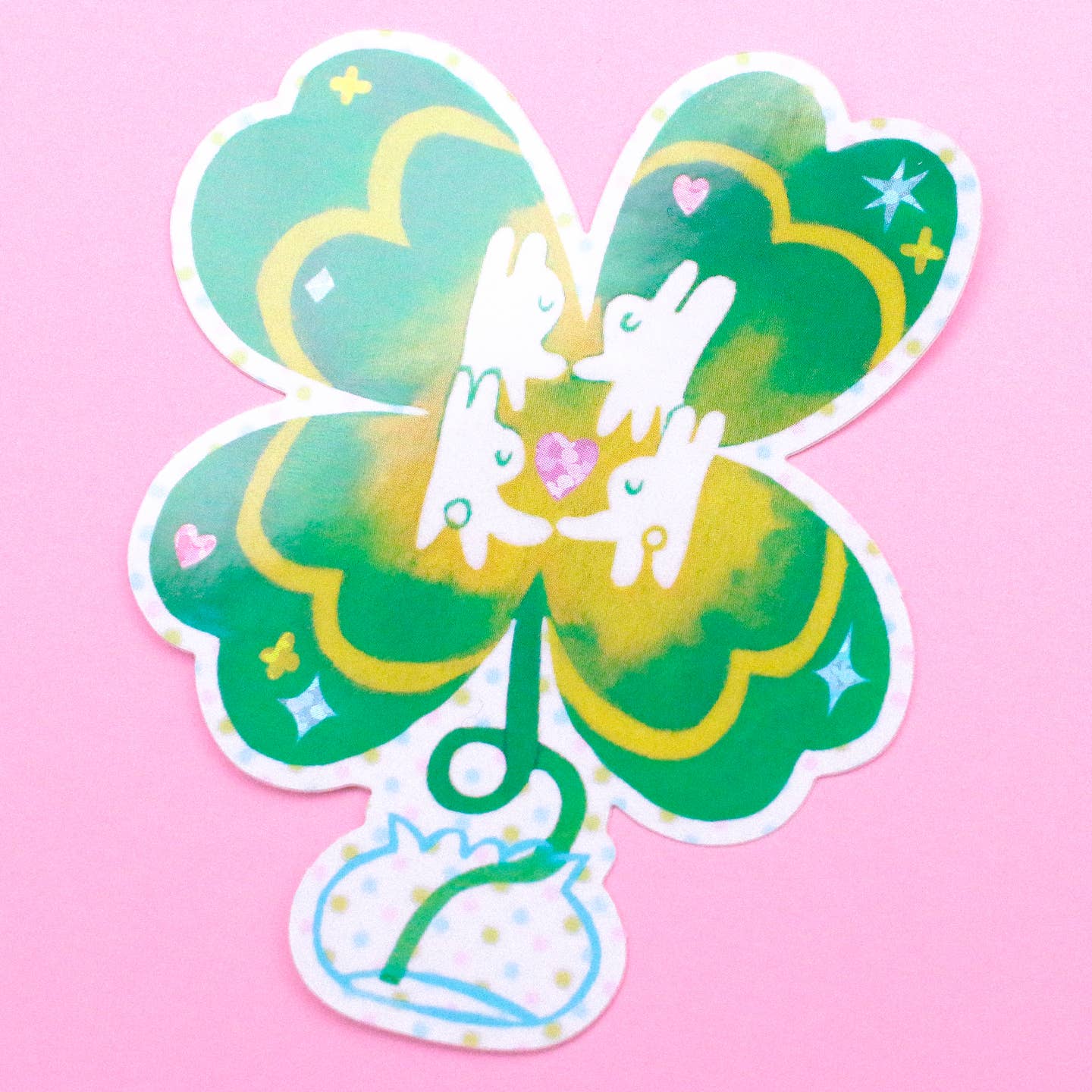 'Heart Clover' Glitter Vinyl Sticker - Image 2