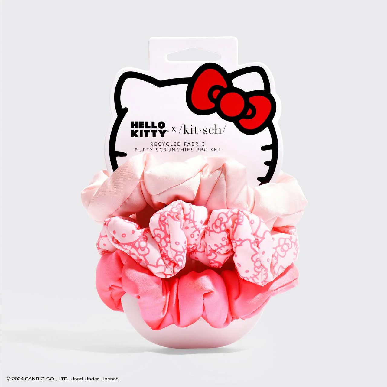 Hello Kitty X Kitsch Recycled Fabric Puffy Scrunchies - 3pc Set