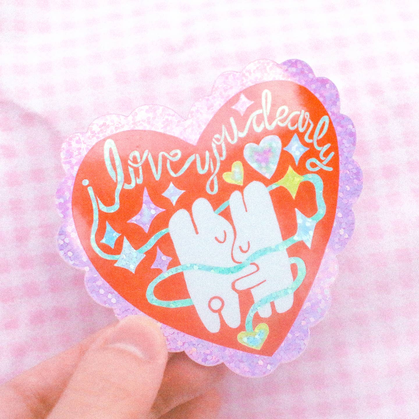 'I Love You Dearly' Glitter Vinyl Sticker - Image 2