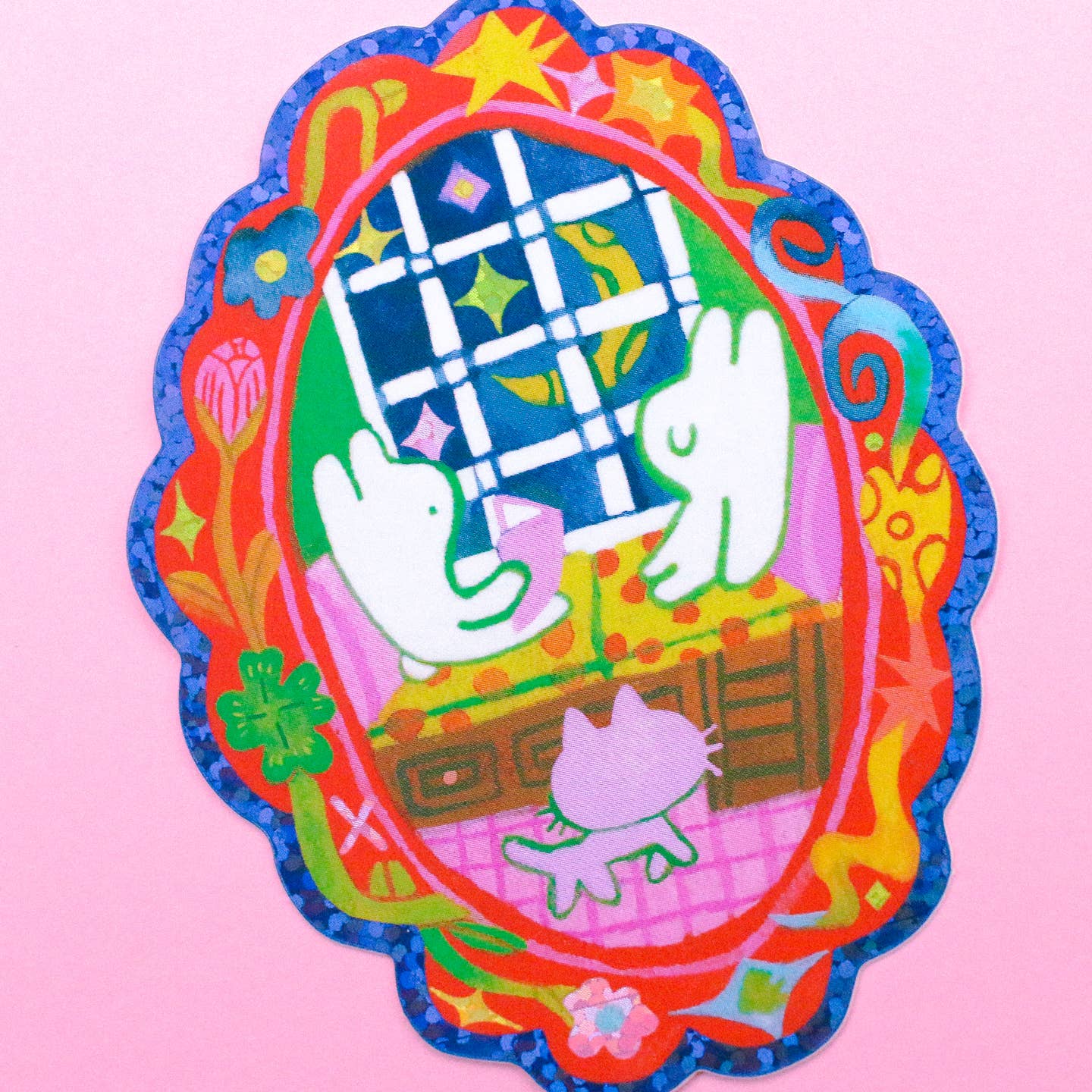 'I'm Glad You're Here' Glitter Vinyl Sticker - Image 2