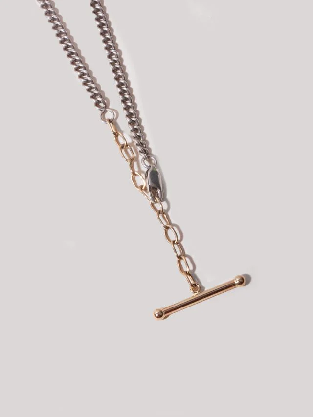 Industrial Barbell Necklace in Mixed Metals