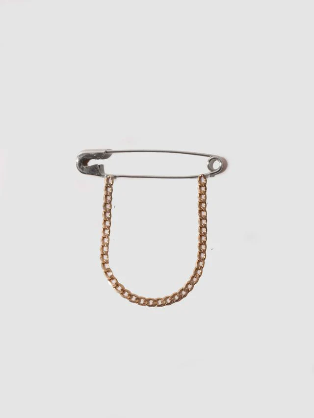 Industrial Safety Pin Brooch in Mixed Metals