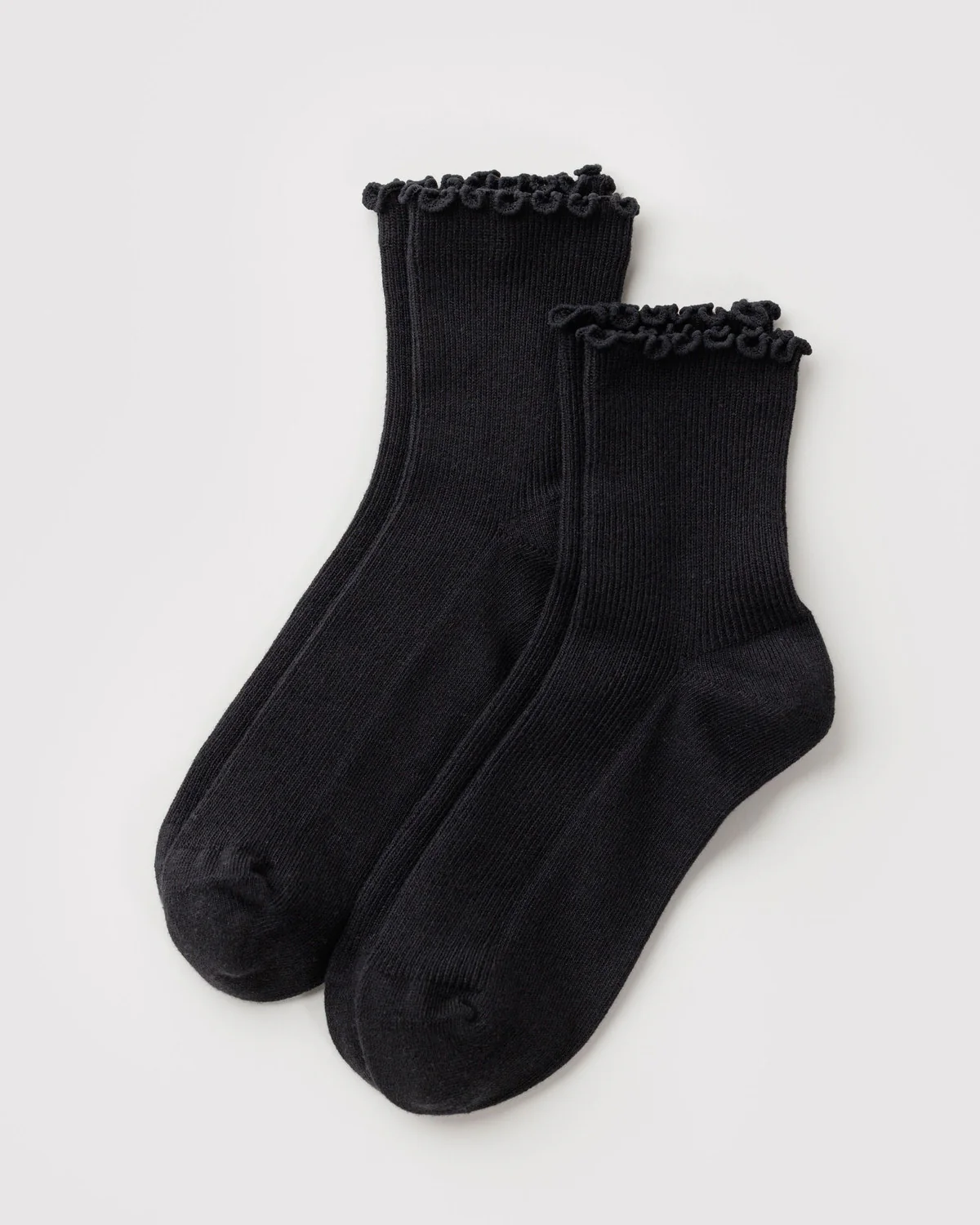 Lettuce Edge Sock Set of 2 - Black