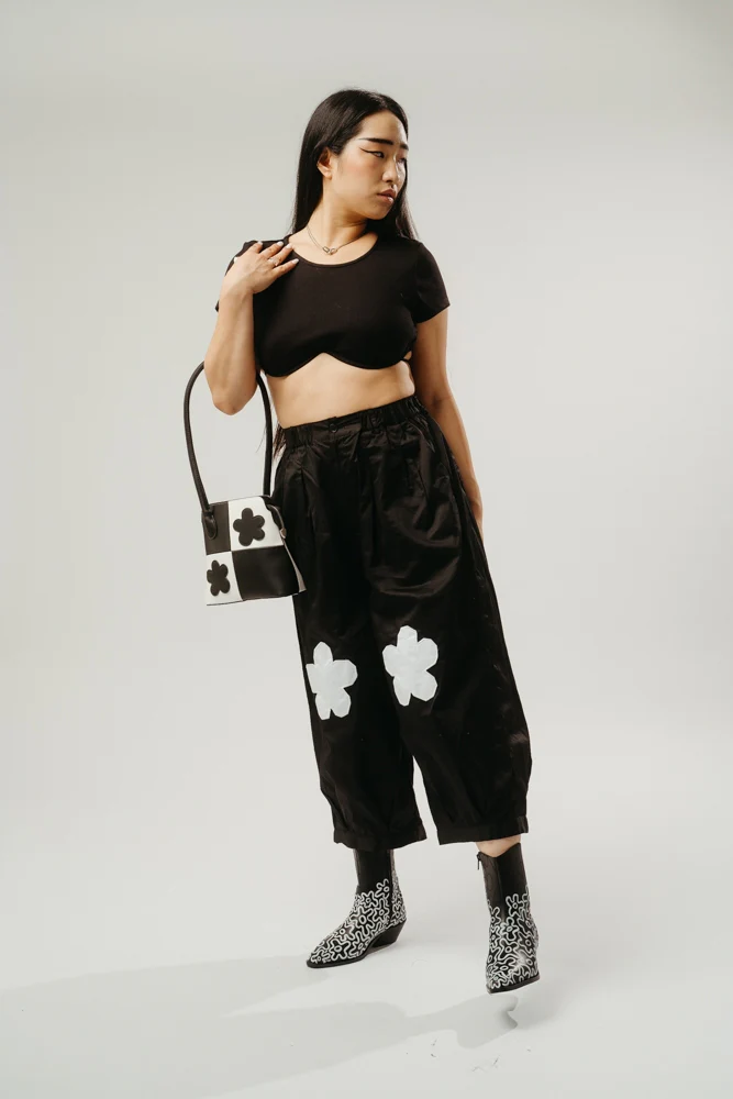 Flower Power Trousers | Black & White - Image 2