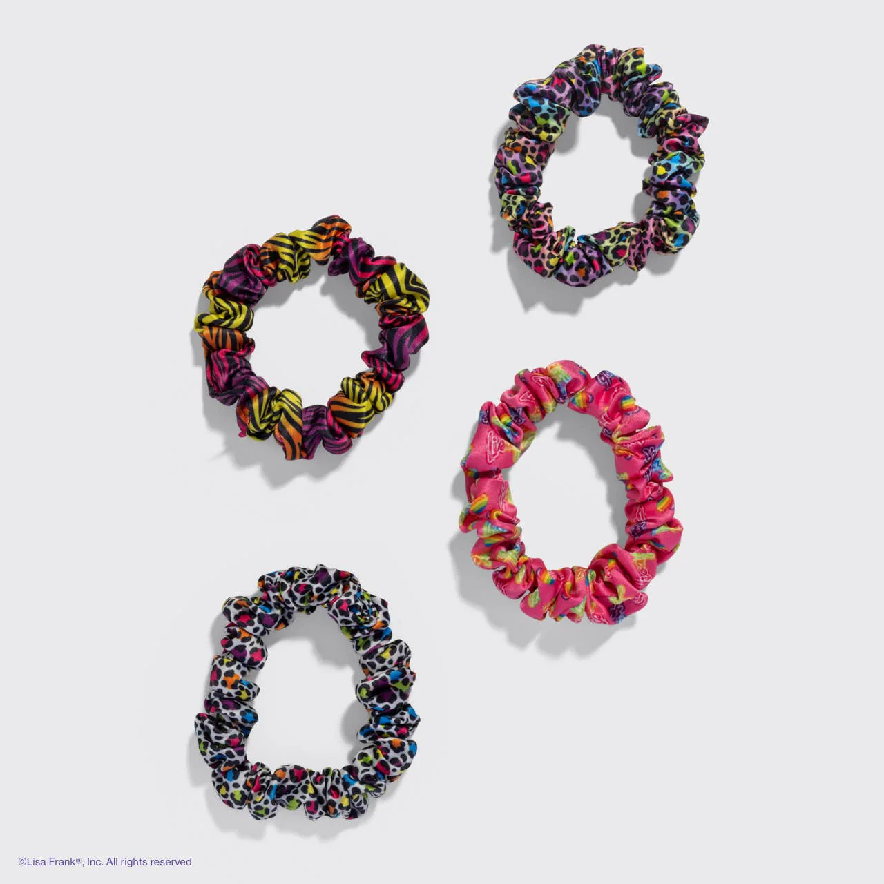 Lisa Frank X Kitsch Ruched Satin Scrunchies in Rainbow Leopard - Image 3