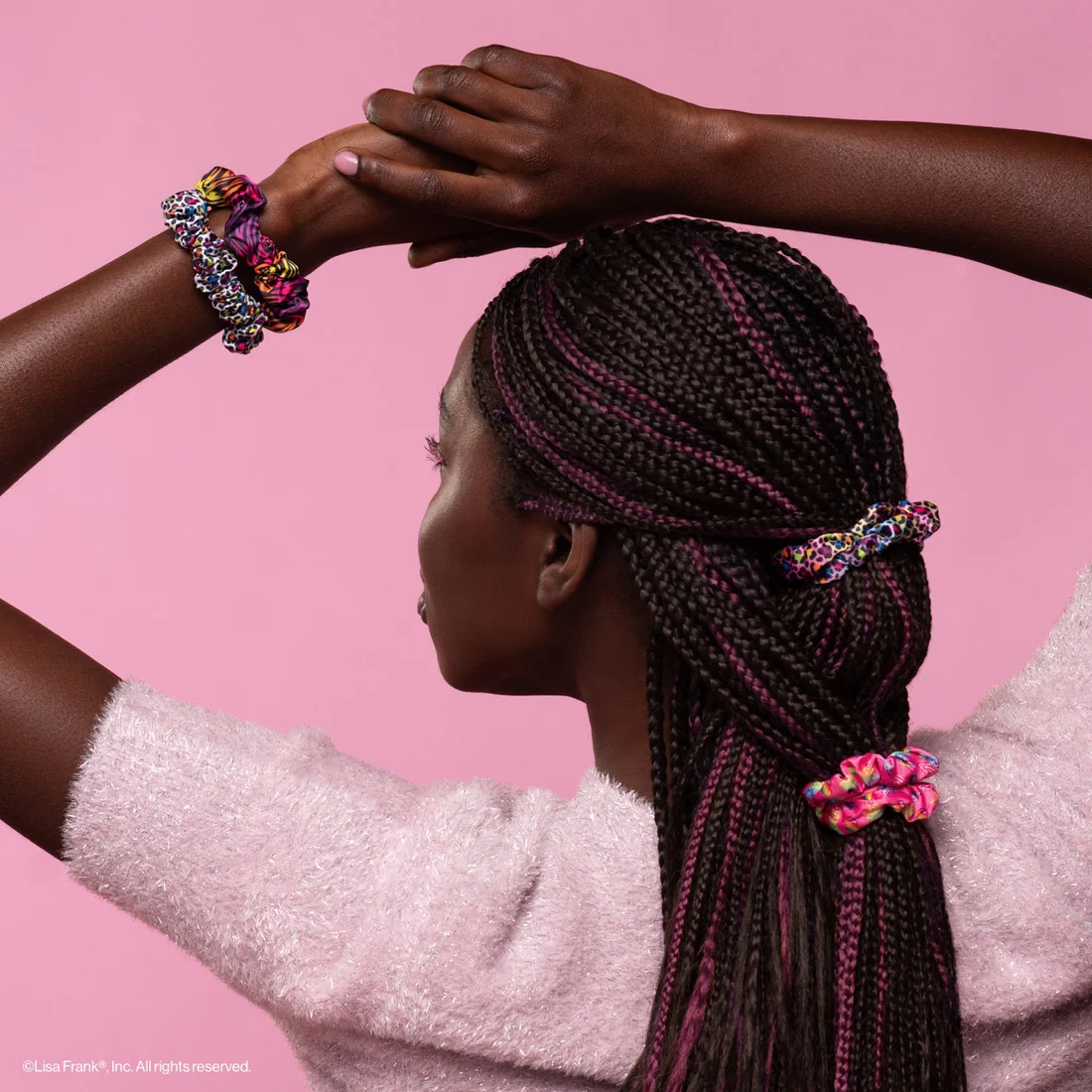 Lisa Frank X Kitsch Ruched Satin Scrunchies in Rainbow Leopard - Image 6