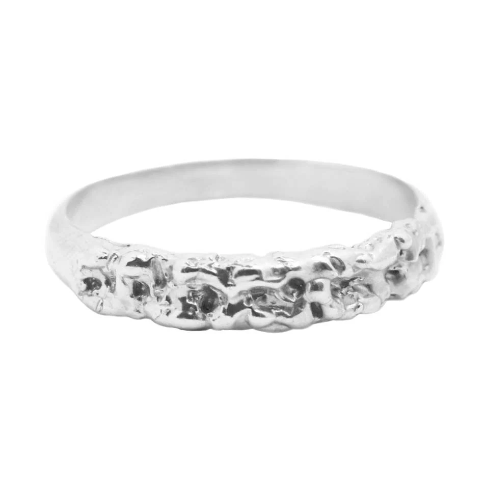 Lyra Textured Stacking Ring in Sterling Silver