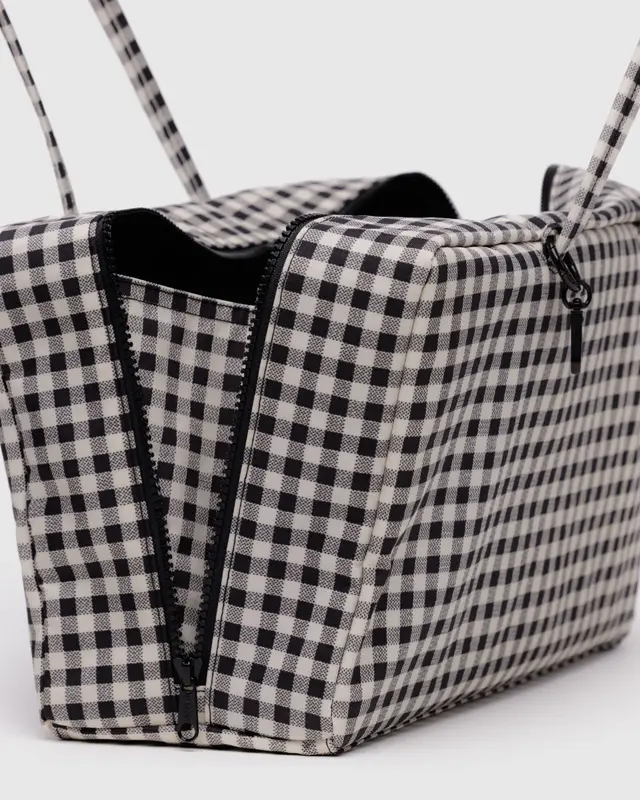 Medium Nylon Bowler Bag - Black & White Gingham - Image 4