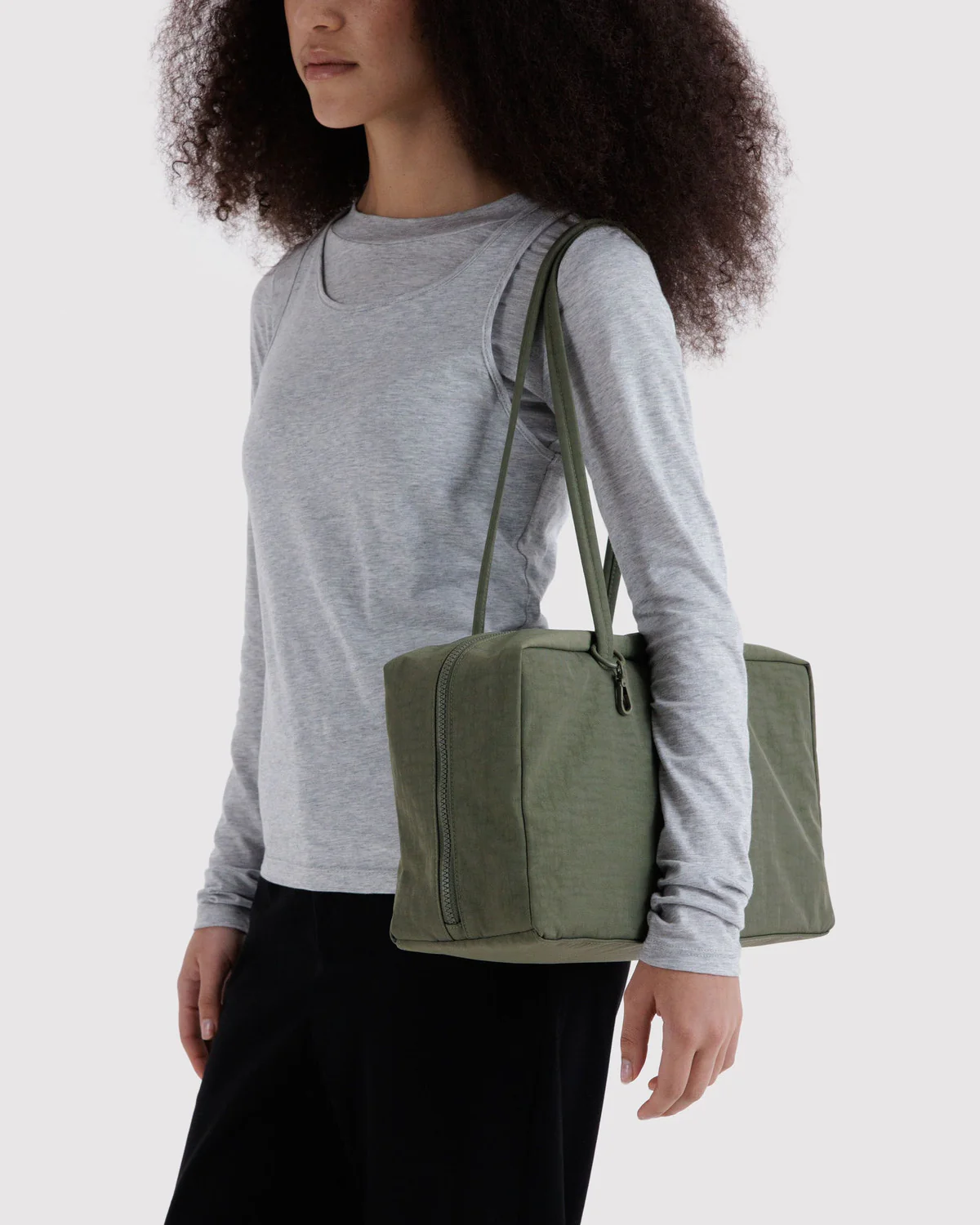 Medium Nylon Bowler Bag - Caper - Image 2