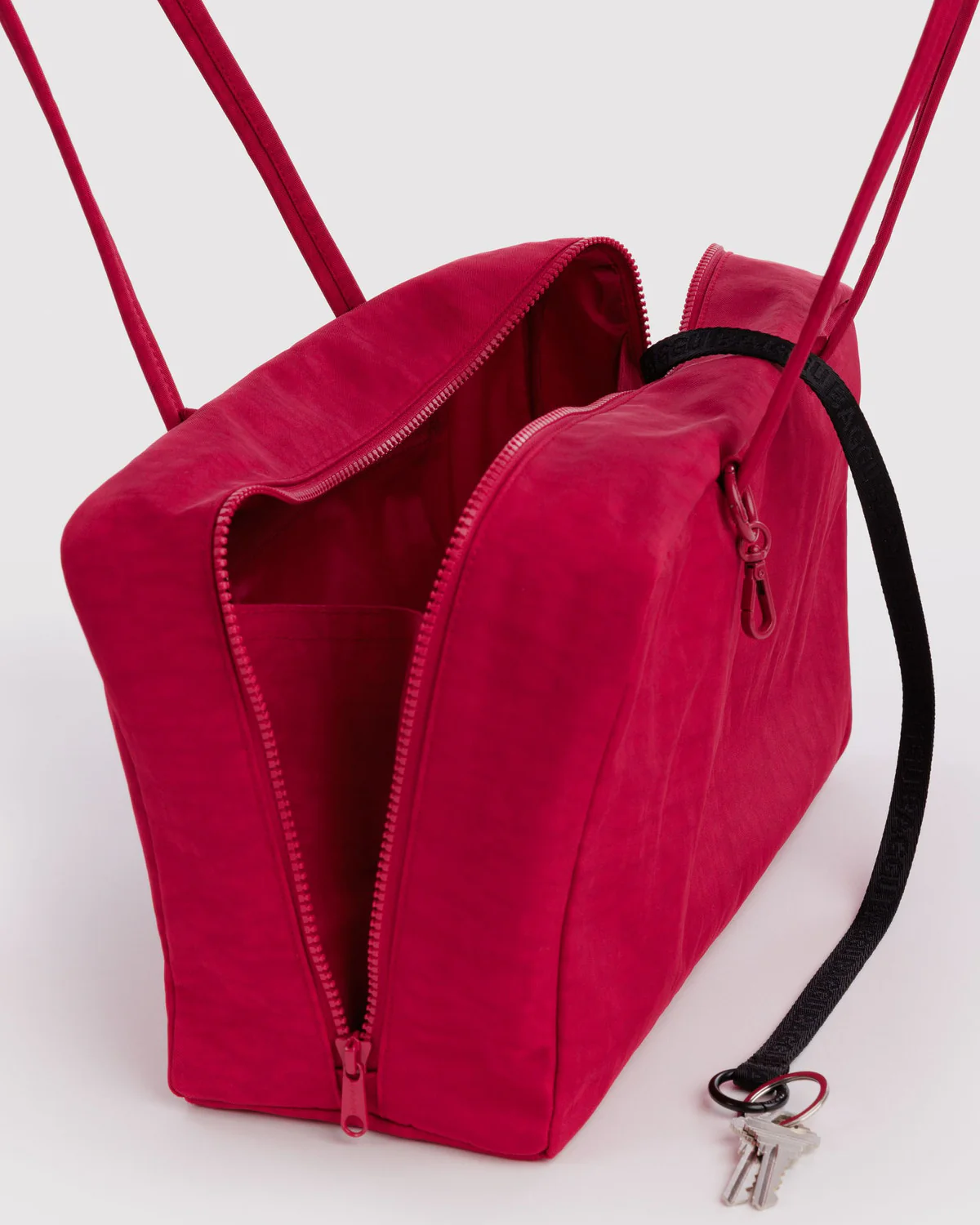 Medium Nylon Bowler Bag - Cherry - Image 4