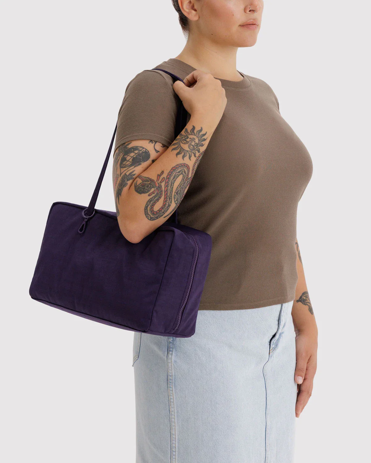 Medium Nylon Bowler Bag - Fig - Image 2