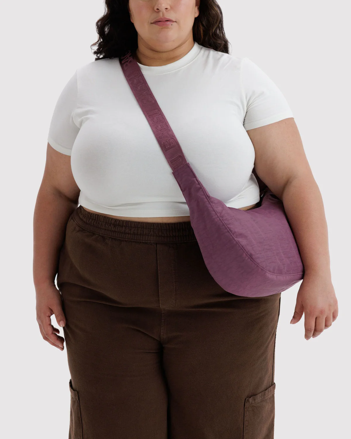 Medium Nylon Crescent Bag - Wild Plum - Image 2