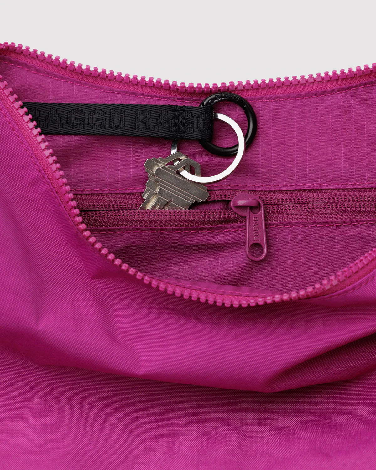 Medium Nylon Crescent Bag - Deep Fuchsia - Image 3